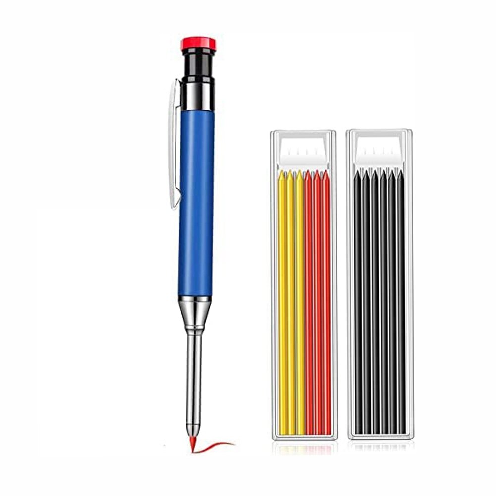 Mechanical Carpenter Pencils Construction Pencils Heavy Duty with Built-in Sharpener + 12 Refills